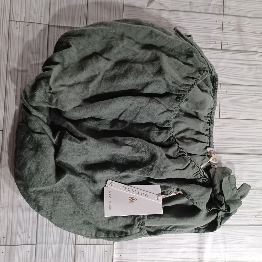 Milio Milano Green Linen Elastic Waist Skirt Made in Italy Art 155015 Size S - Picture 5 of 5
